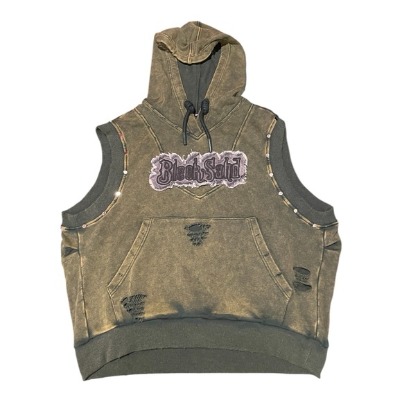 🆕 Unisex Cotton Hoodie Vest - Sleeveless - Distressed - Moto Sport - 100% COTTON - Picture 7 of 14